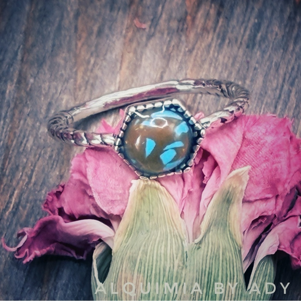 CHUNKY PINKY RING + Silver and Blue Gemstone Ring Intricate Detailing turquoise